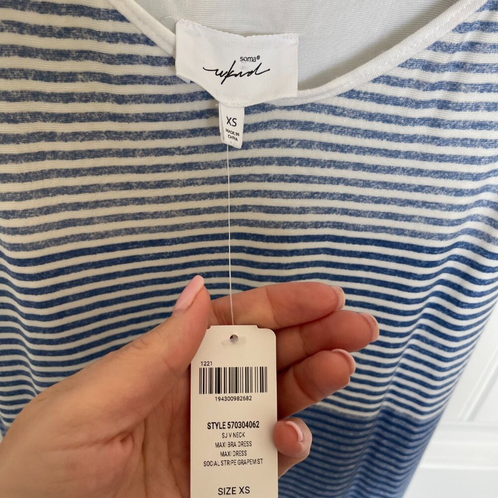 NWT Soma Intimates Vneck Striped Maxi Dress -XS - Picture 5 of 6